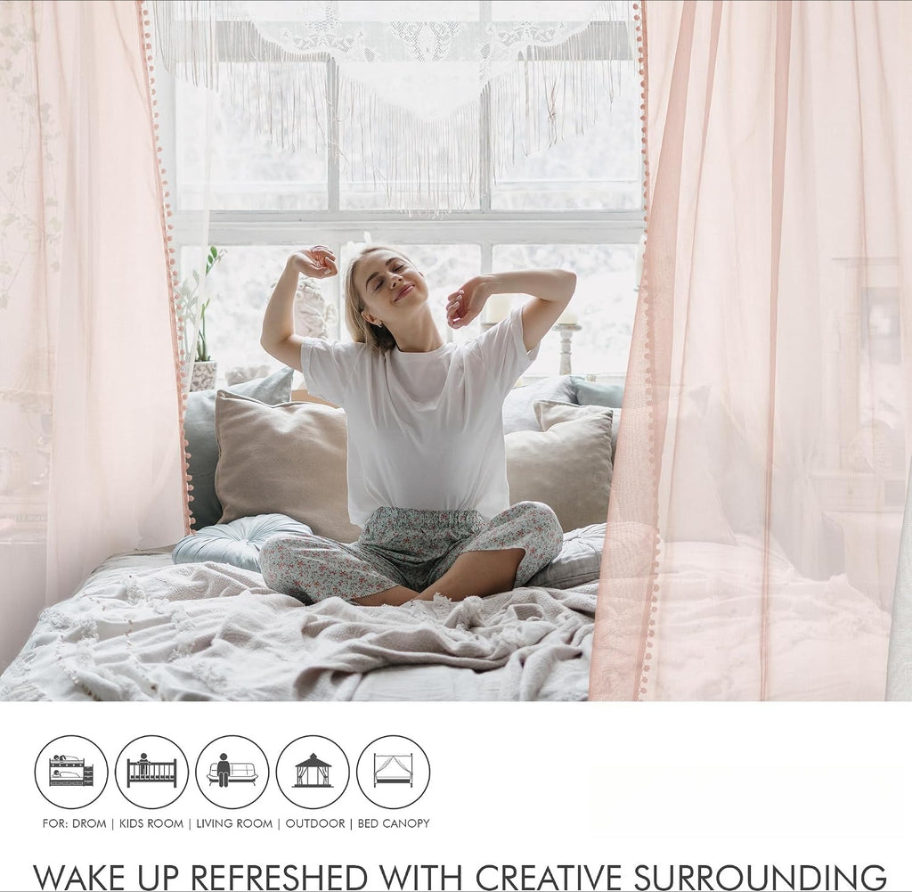 52x84 Pom Pom Sheer Curtains