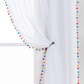 63Inch Multi‑Color Pom Pom Sheer Curtains