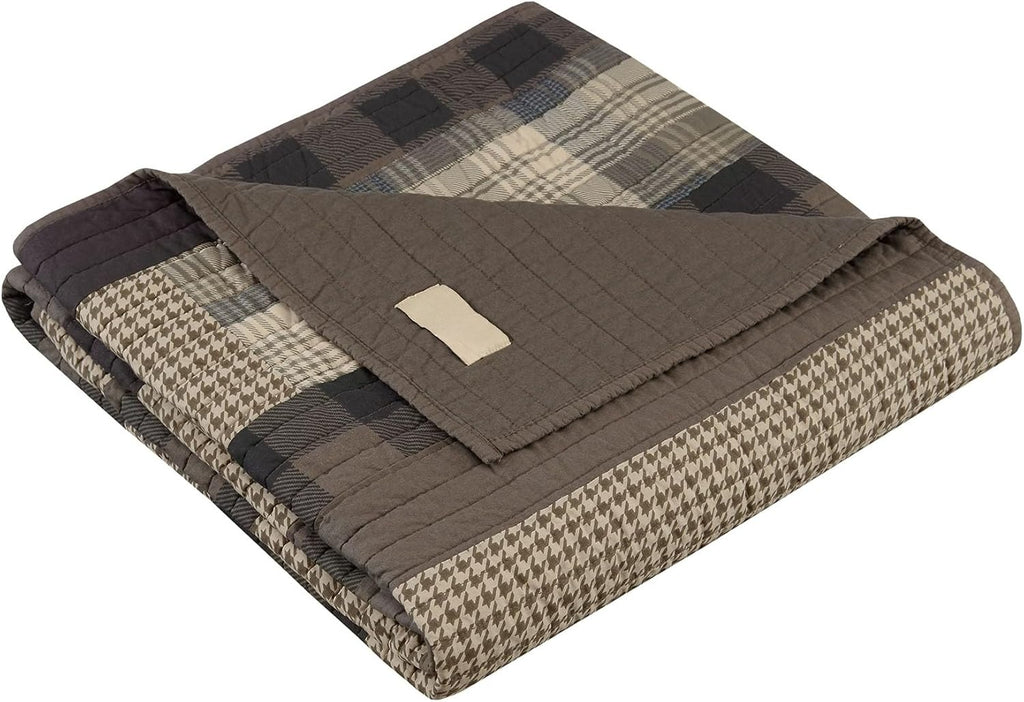 50"x70" Tan Moose Patchwork Throw
