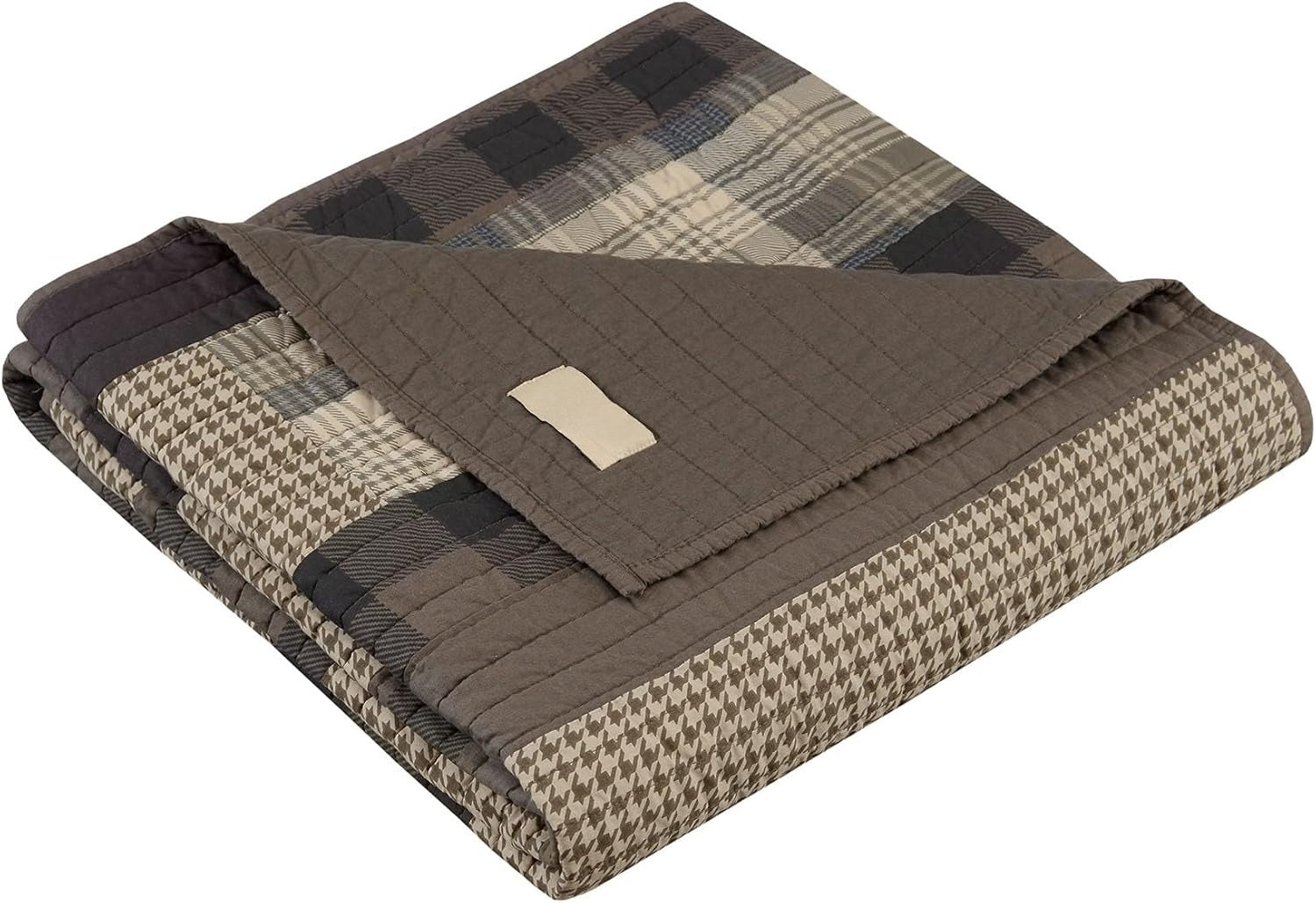 50"x70" Tan Moose Patchwork Throw