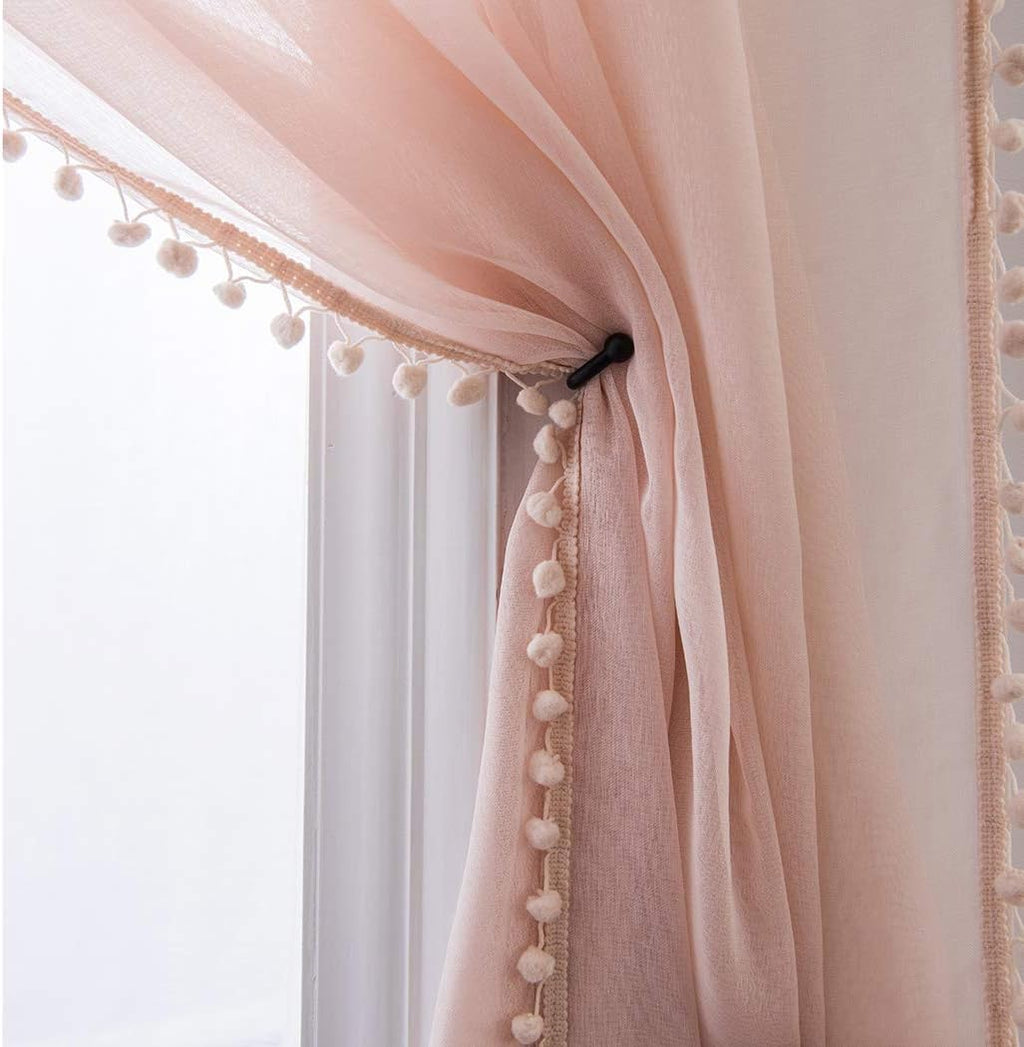 52x63 Pom Pom Sheer Curtains
