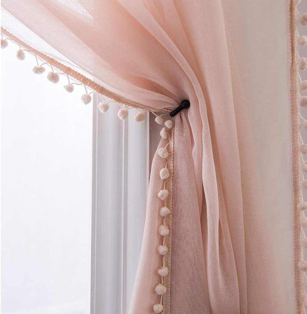 52x63 Pom Pom Sheer Curtains