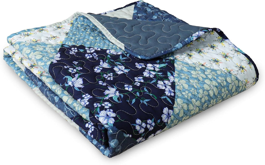 50"x60" Blue Patchwork Throw Blanket