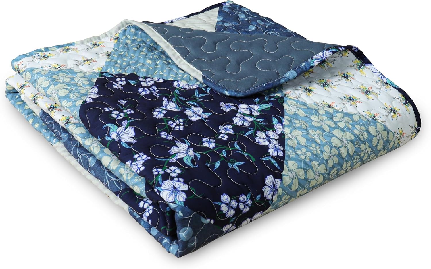 50"x60" Blue Patchwork Throw Blanket