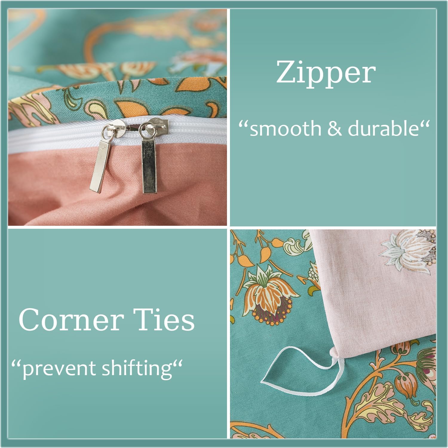 Orange Floral Boho Duvet Cover Set