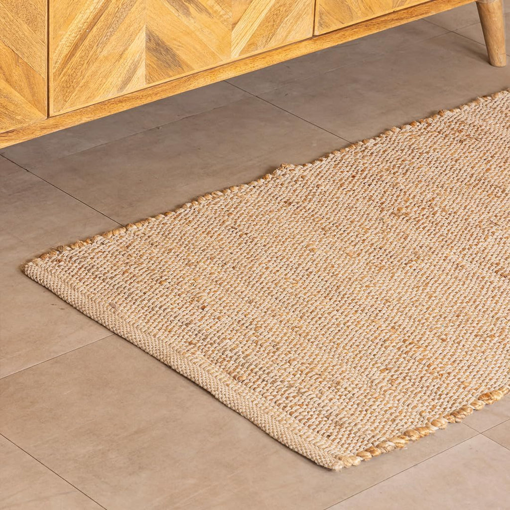 Rectangle 2'x6' Jute Cotton Runner Rug