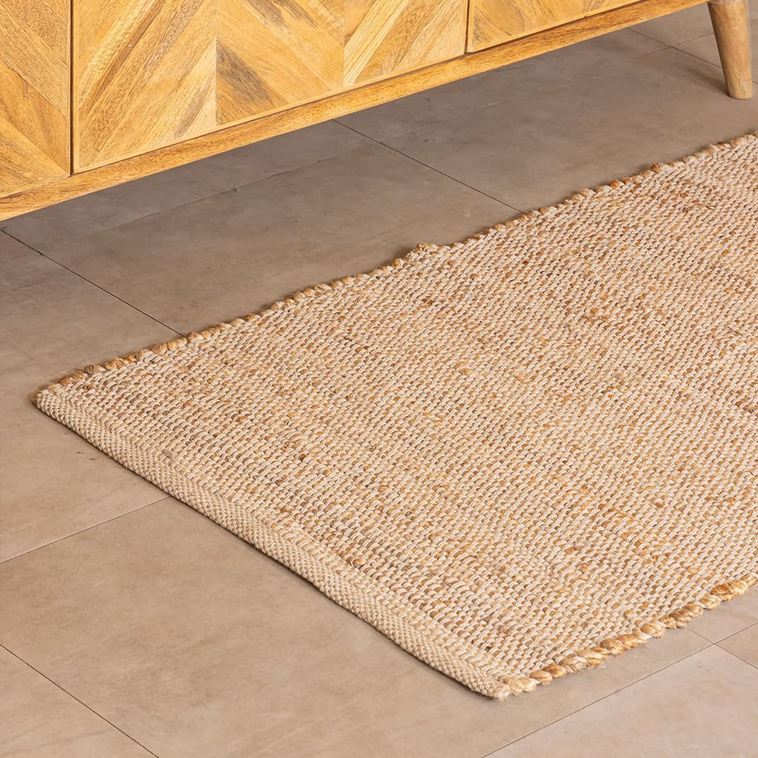 Rectangle 2'x6' Jute Cotton Runner Rug