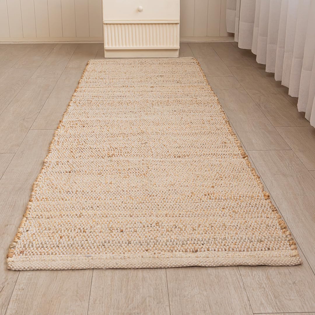Rectangle 2'x6' Jute Cotton Runner Rug