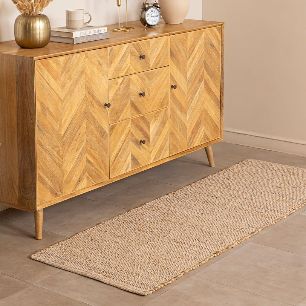 Rectangle 2'x6' Jute Cotton Runner Rug