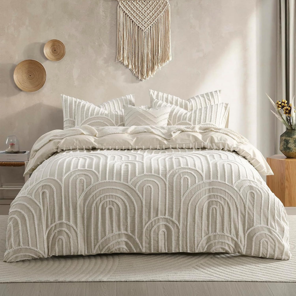90"x90" Boho Tufted Duvet Cover Set