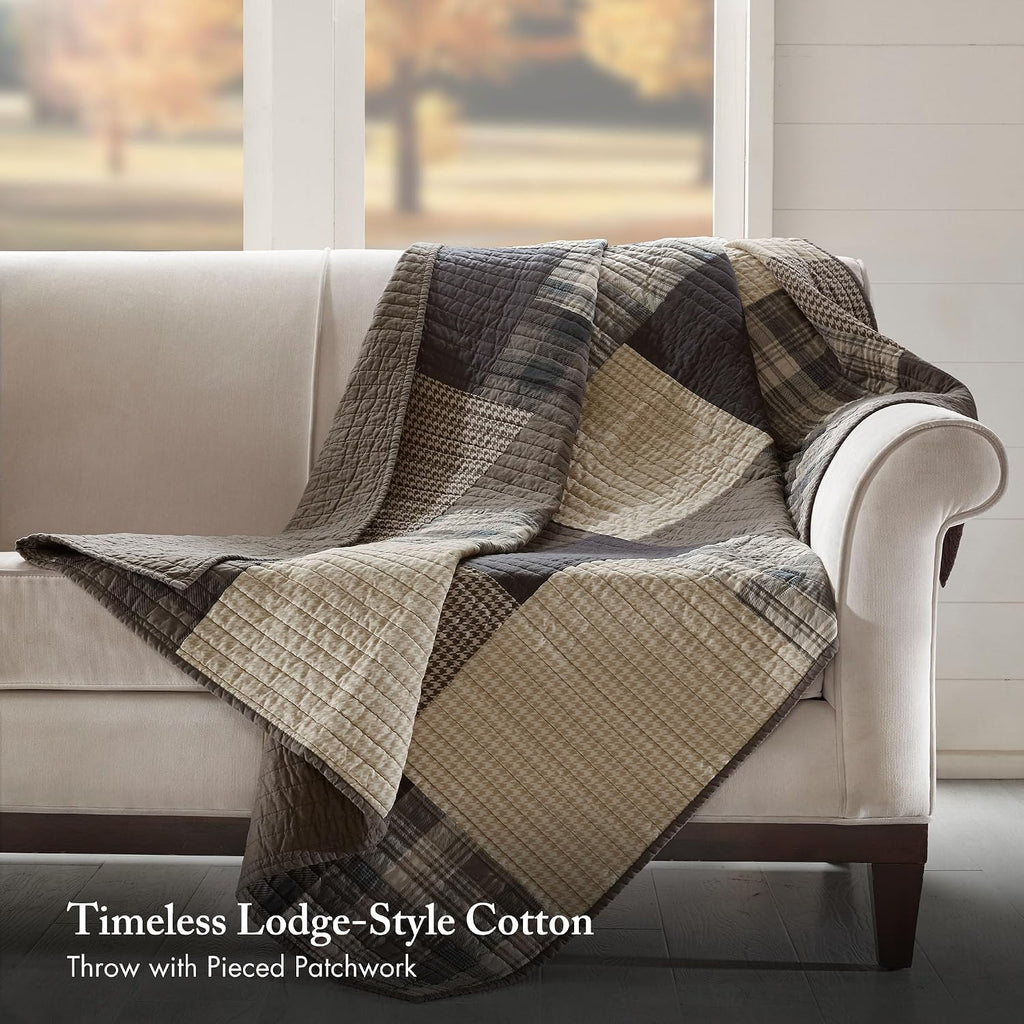 50"x70" Tan Moose Patchwork Throw