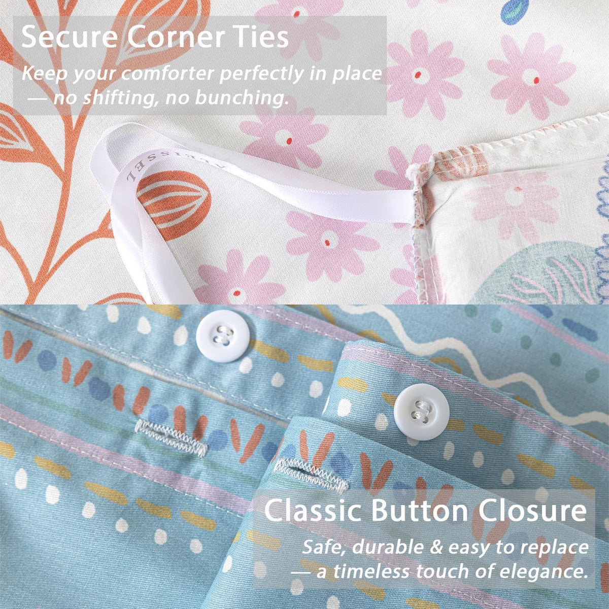 Blue Floral Cotton Duvet Cover Set