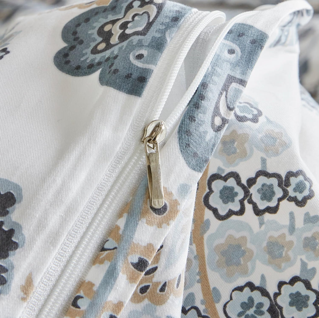 Brown‑Blue Floral Paisley Duvet Cover Set