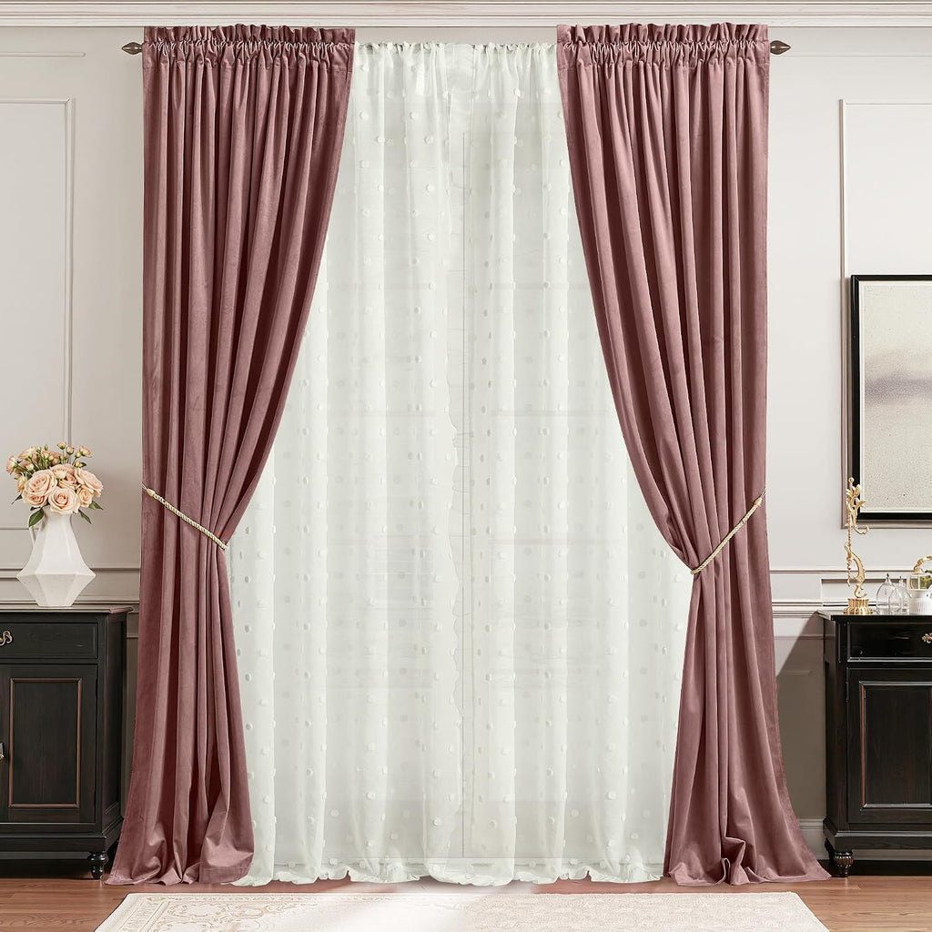 52x96 White Pom Pom Sheer Curtains