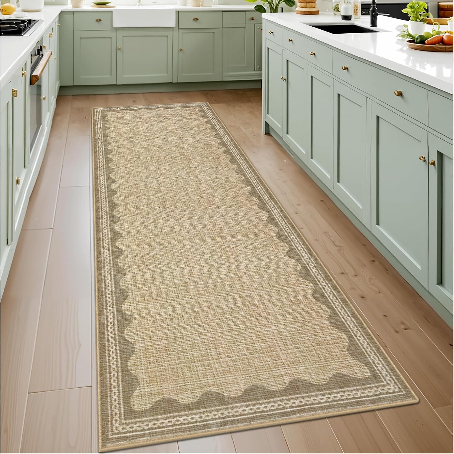2x10 Scalloped Jute Runner Rug
