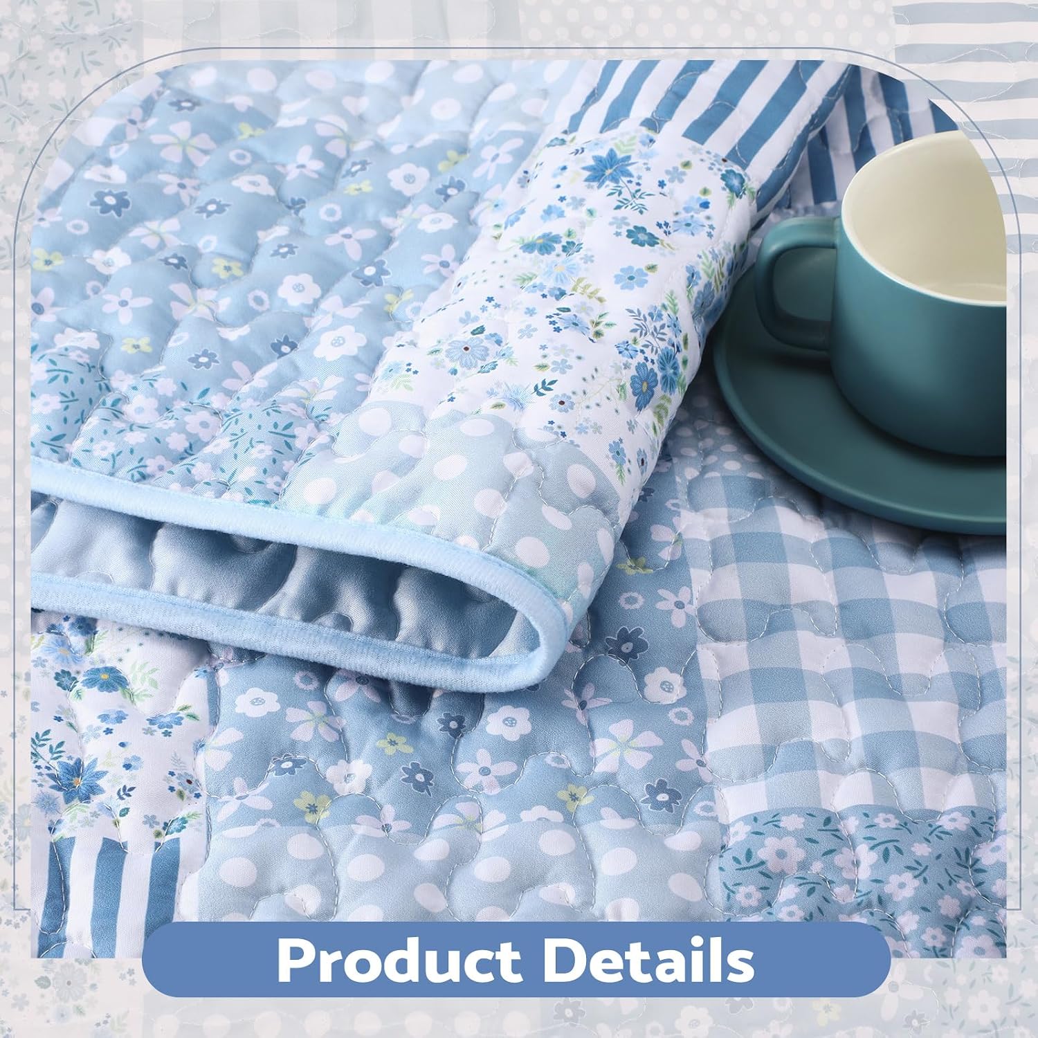 50"x60" Blue Floral Patchwork Quilt