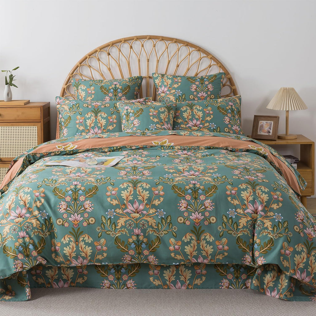 Orange Floral Duvet Cover Set