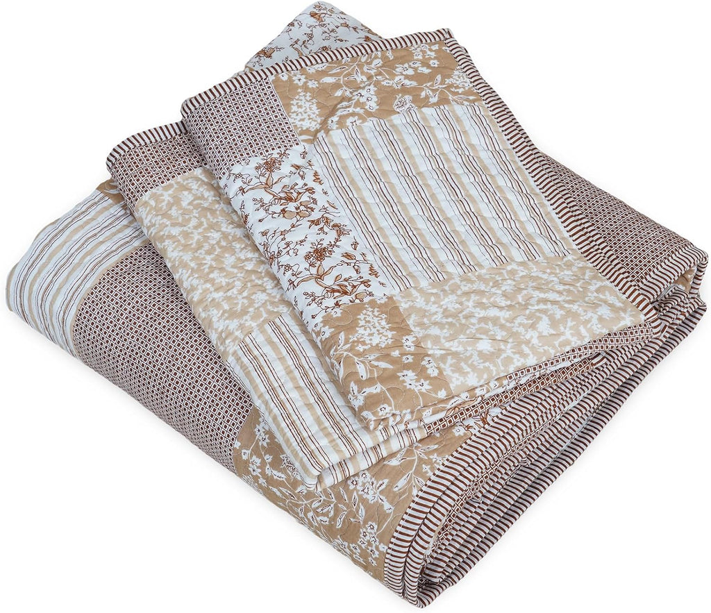 50x60 Floral Quilted Cotton Throw Blanket
