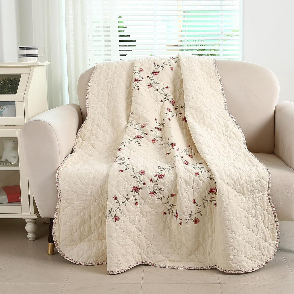 50x60 Floral Patchwork Throw Blanket
