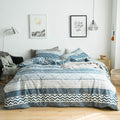 Queen Blue‑White Aztec Duvet Cover Set