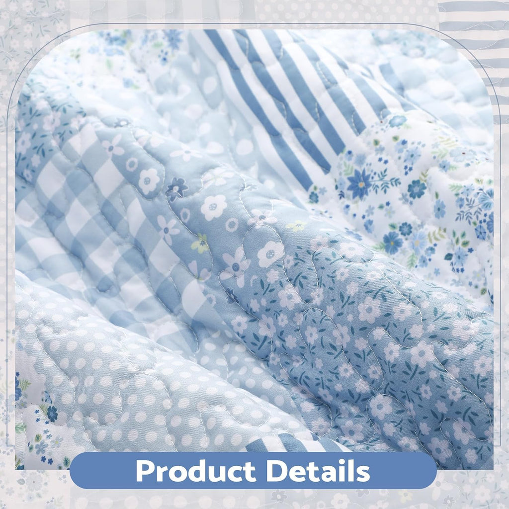 50"x60" Blue Floral Patchwork Quilt