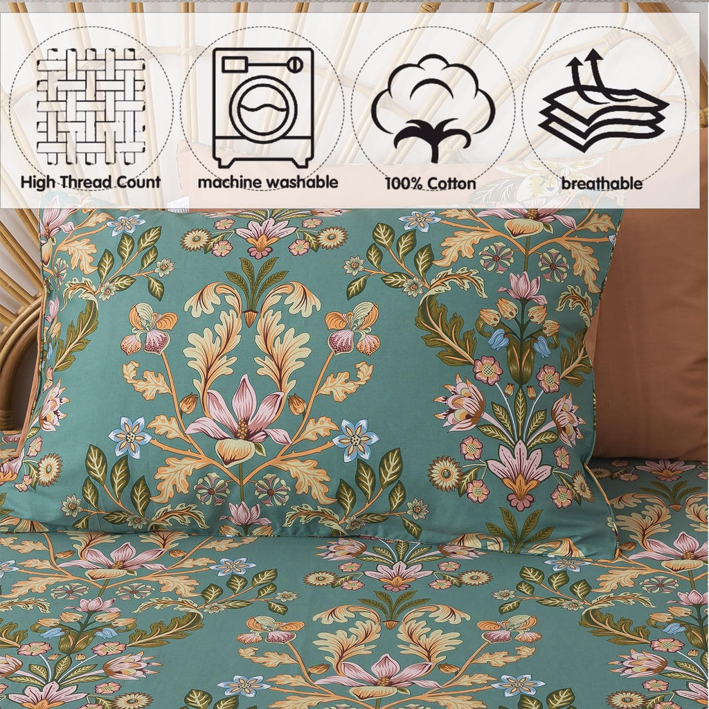 Orange Floral Duvet Cover Set