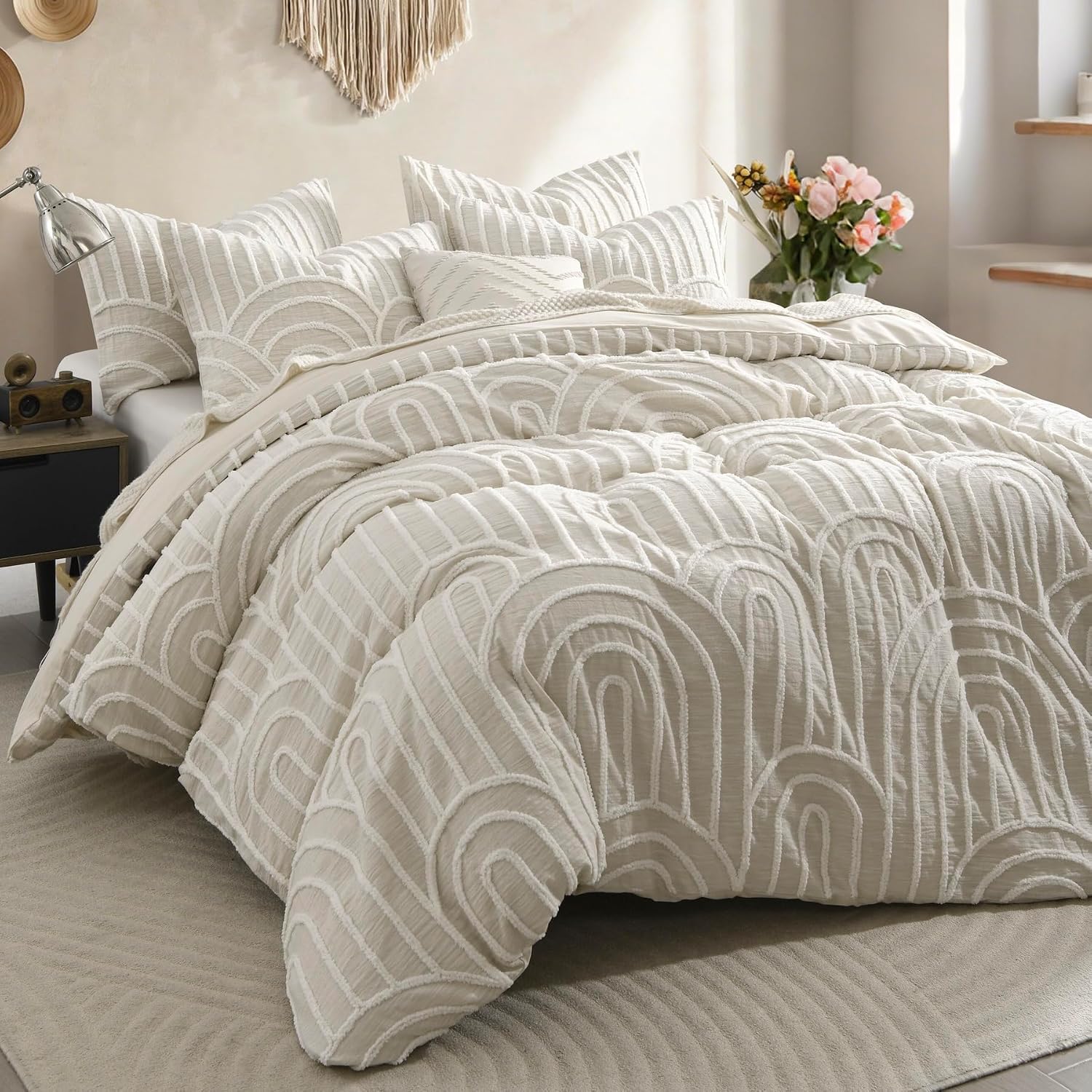 90"x90" Boho Tufted Duvet Cover Set