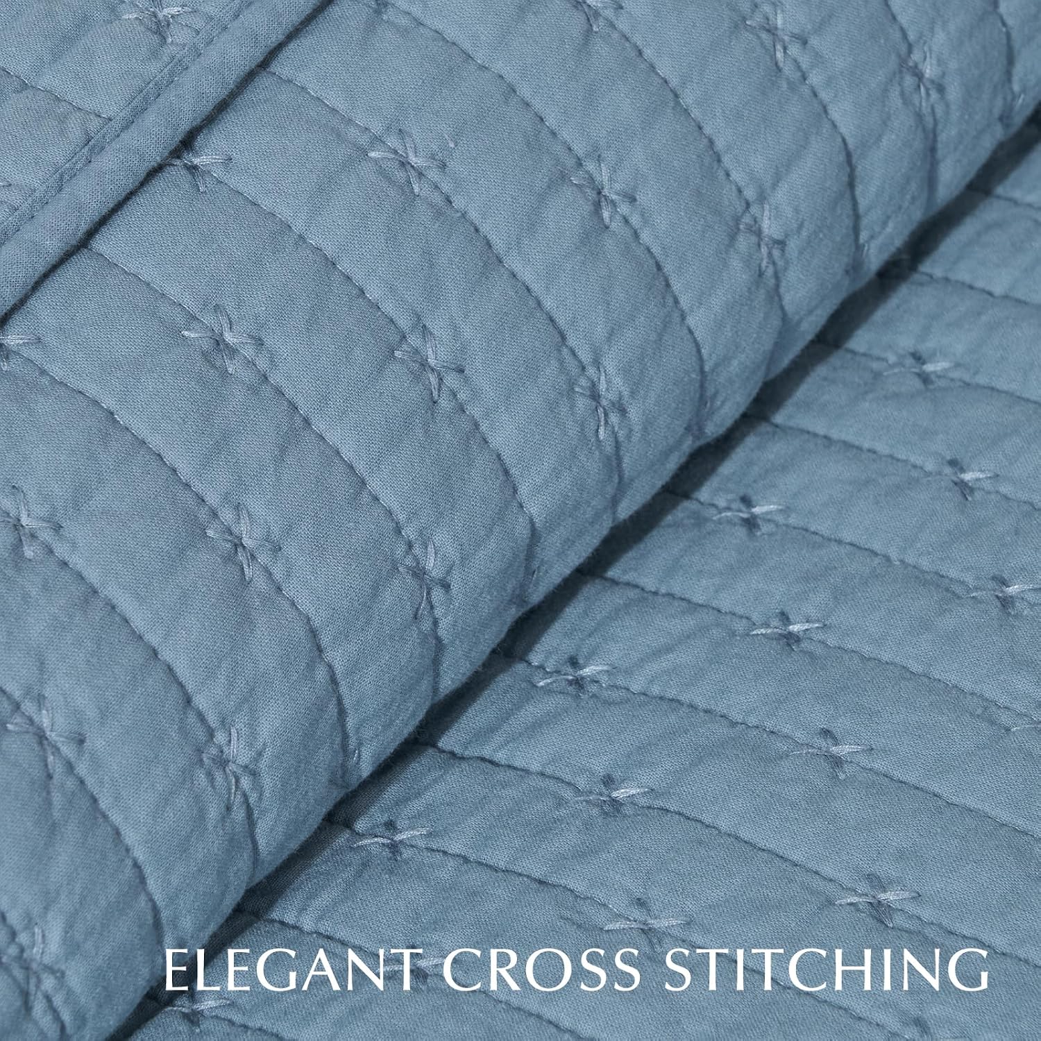 Walsh Queen Dusty Blue Cross Stitch Quilt
