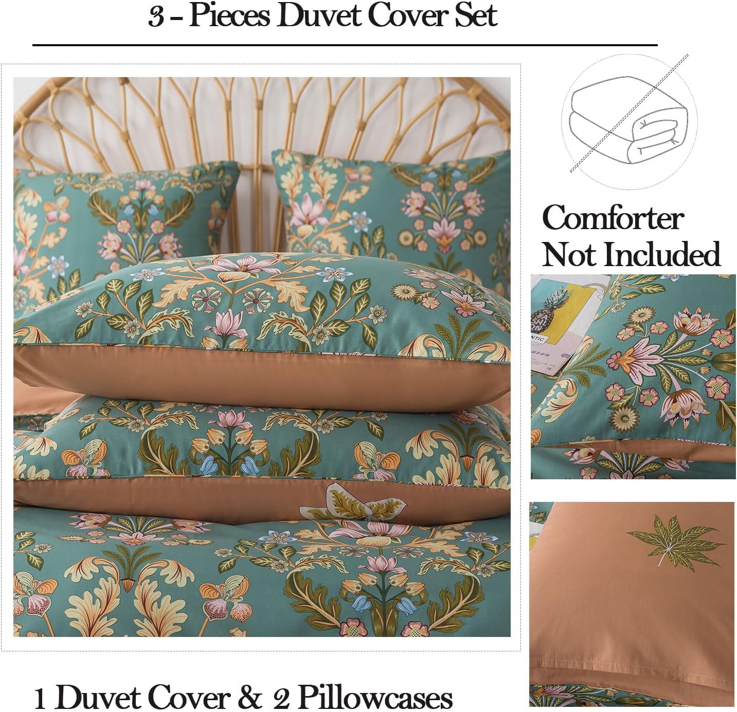 Orange Floral Duvet Cover Set