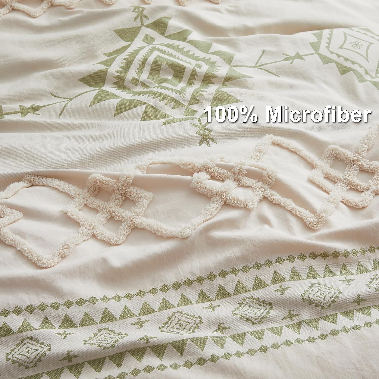 Sage Geometric Tufted Duvet Cover Set