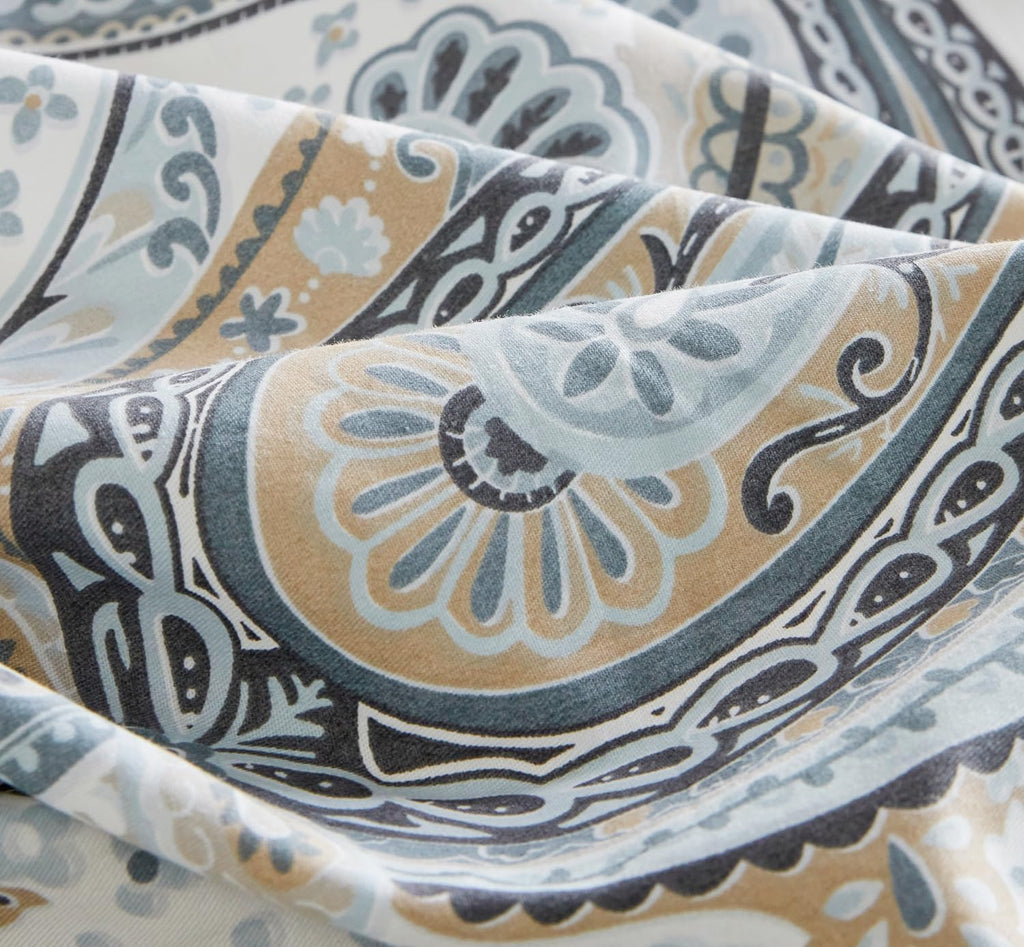 Brown‑Blue Floral Paisley Duvet Cover Set