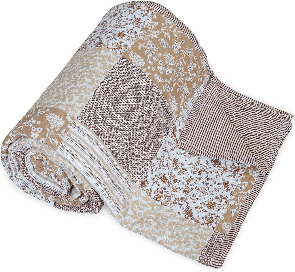 50x60 Floral Quilted Cotton Throw Blanket