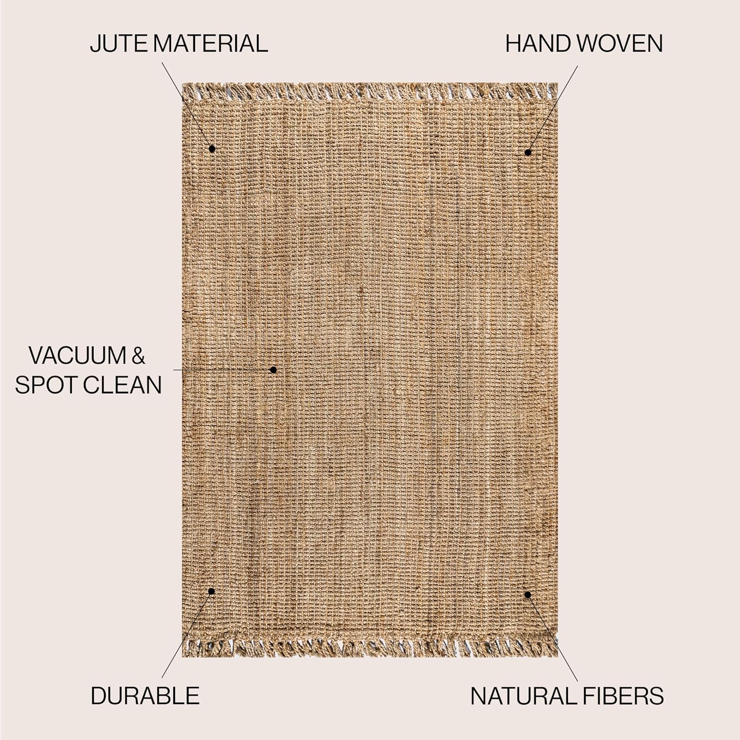 2x8 Jute Fringe Runner Rug