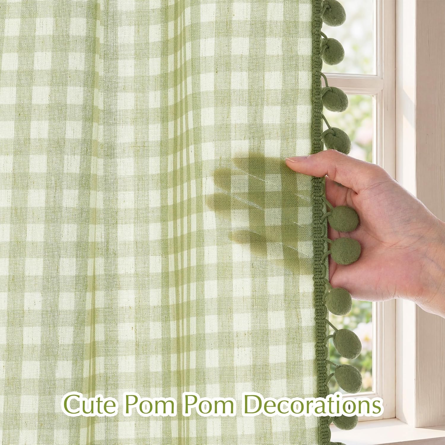 52Wx84L Sage Gingham Curtains
