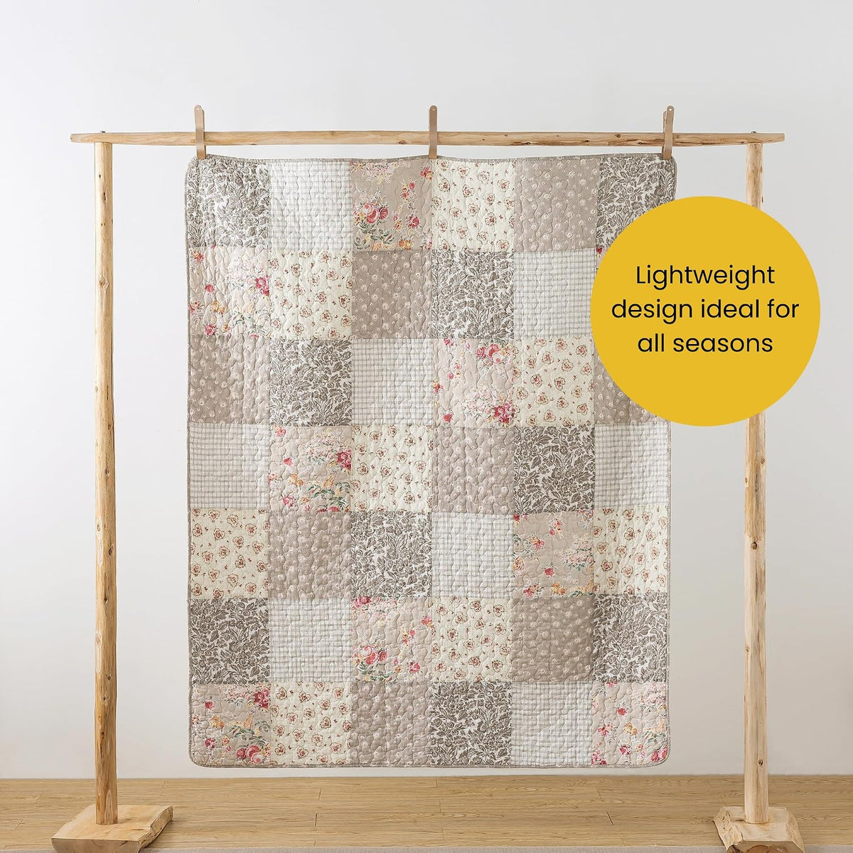 50"x60" Floral Patchwork Throw Blanket