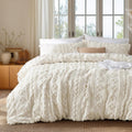 Beige Tufted Boho Duvet Cover Set