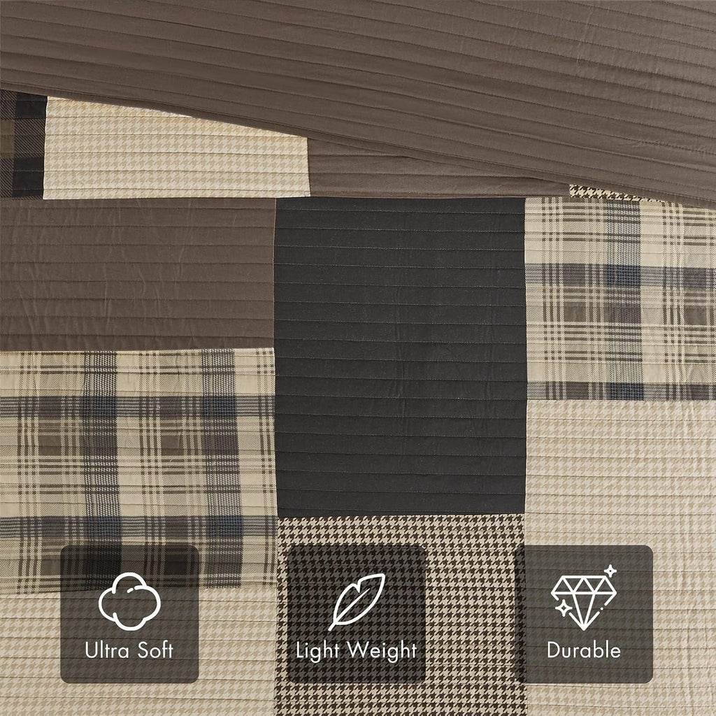 50"x70" Tan Moose Patchwork Throw