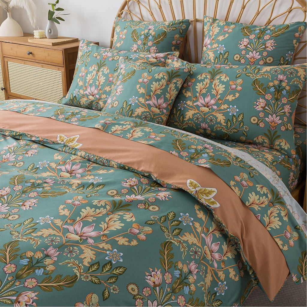 Orange Floral Duvet Cover Set