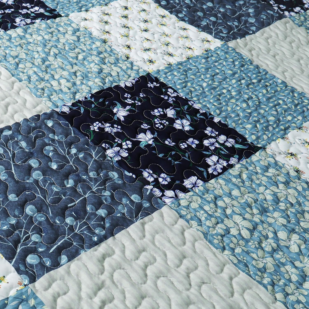 50"x60" Blue Patchwork Throw Blanket
