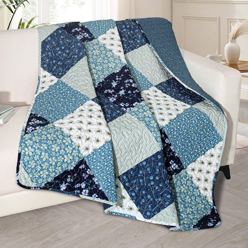 50"x60" Blue Patchwork Throw Blanket