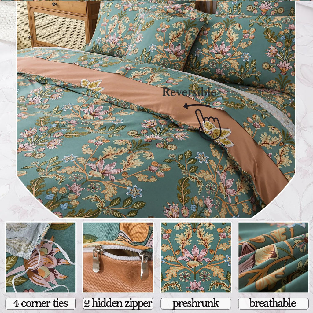 Orange Floral Duvet Cover Set