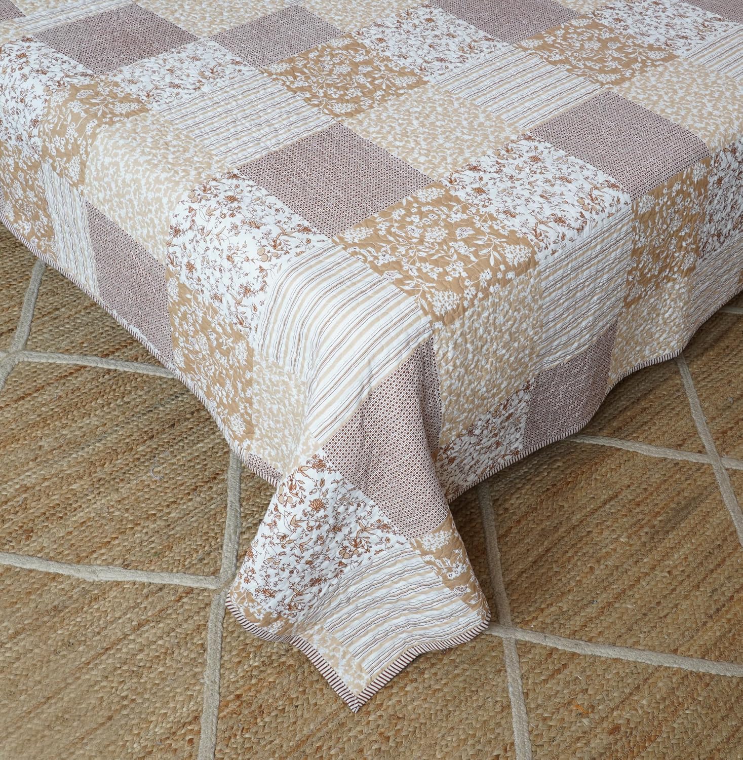 50x60 Floral Quilted Cotton Throw Blanket