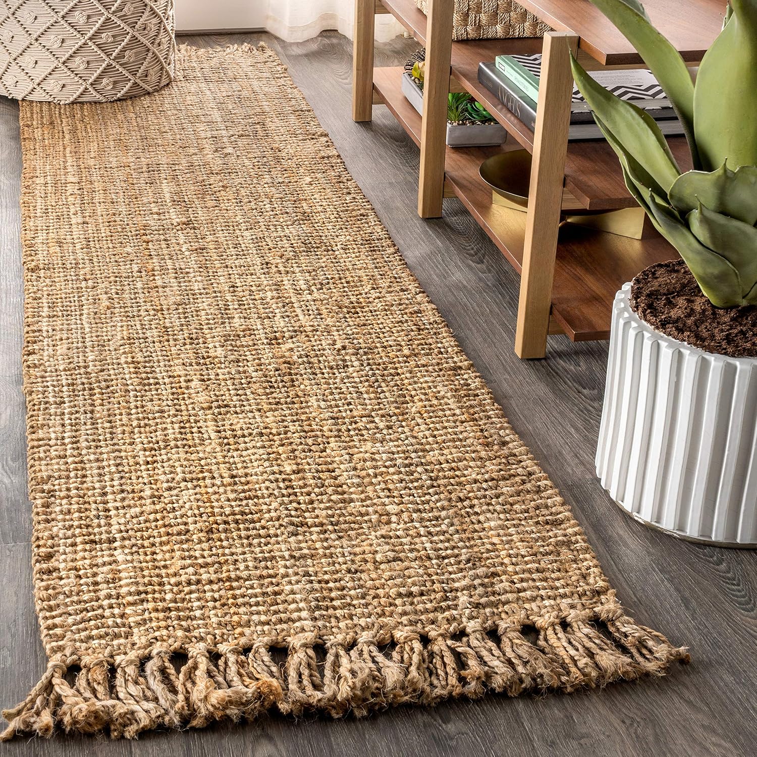 2x8 Jute Fringe Runner Rug