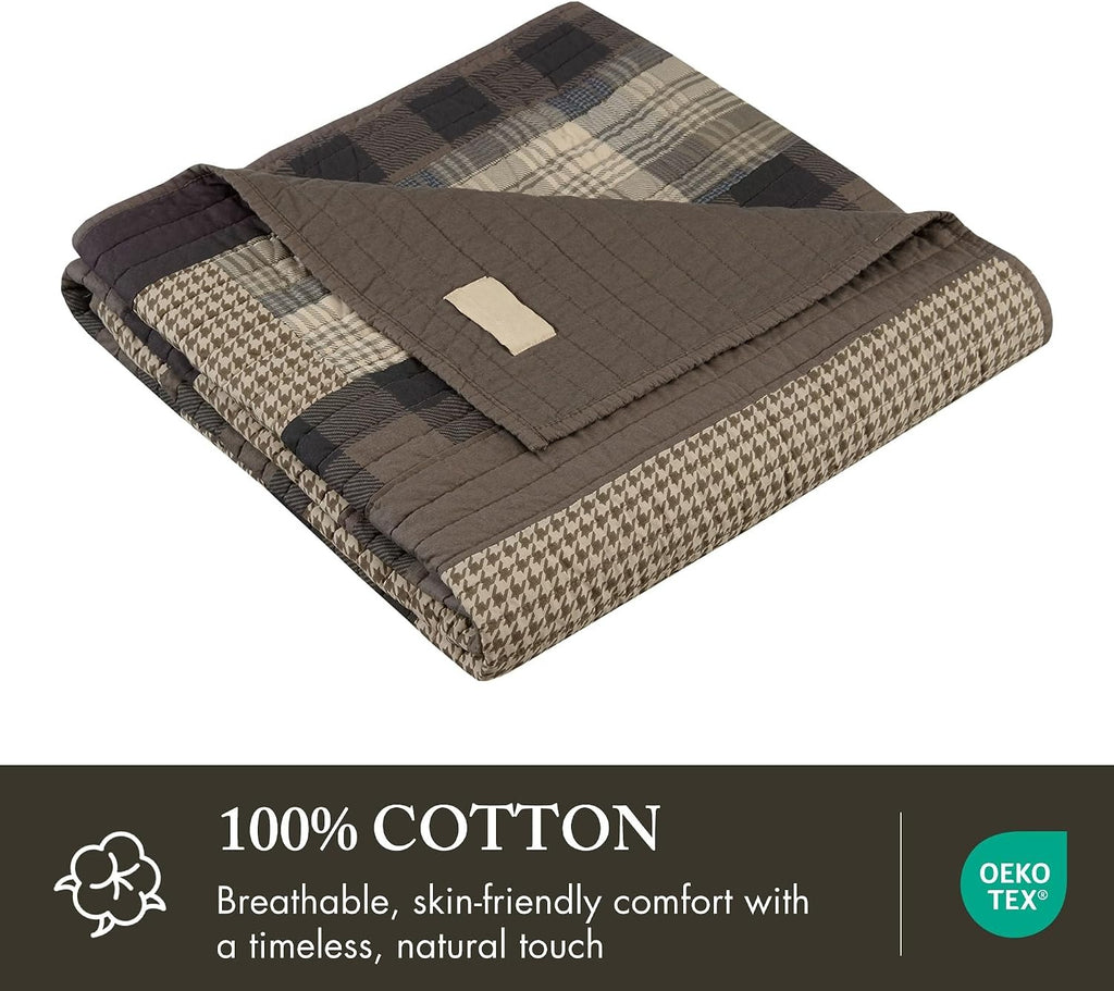 50"x70" Tan Moose Patchwork Throw