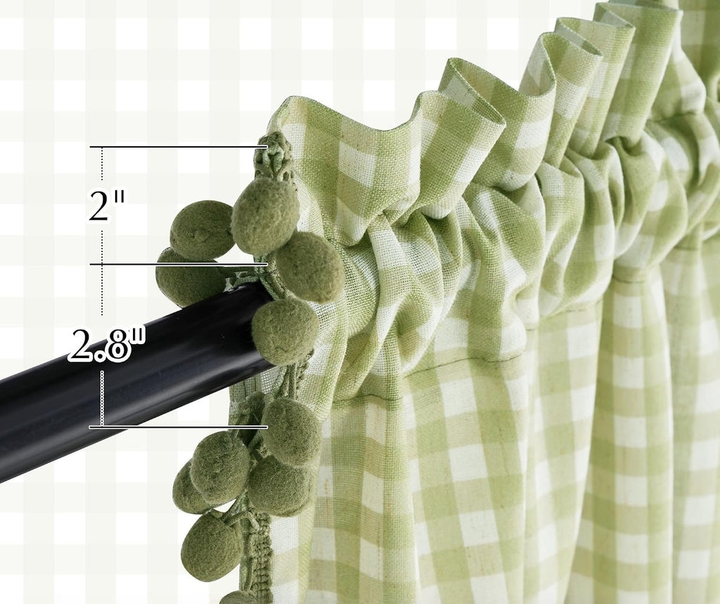 52Wx84L Sage Gingham Curtains