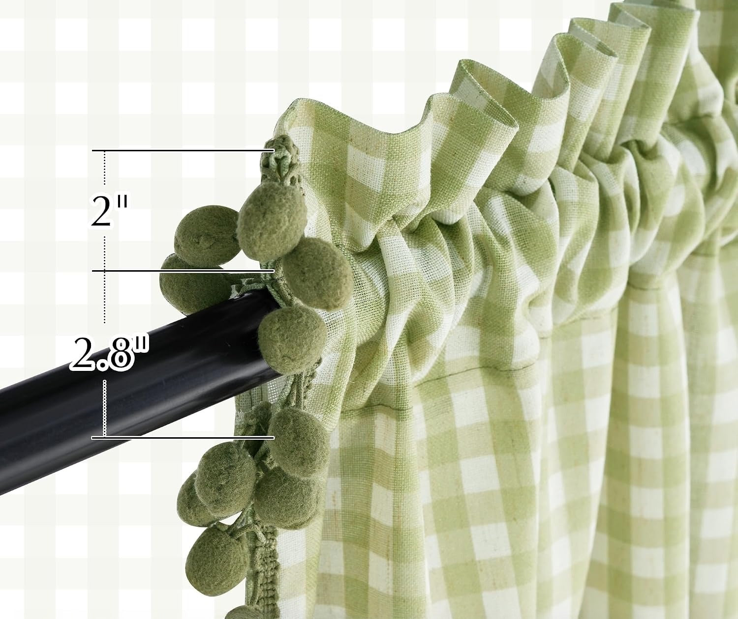 52Wx84L Sage Gingham Curtains